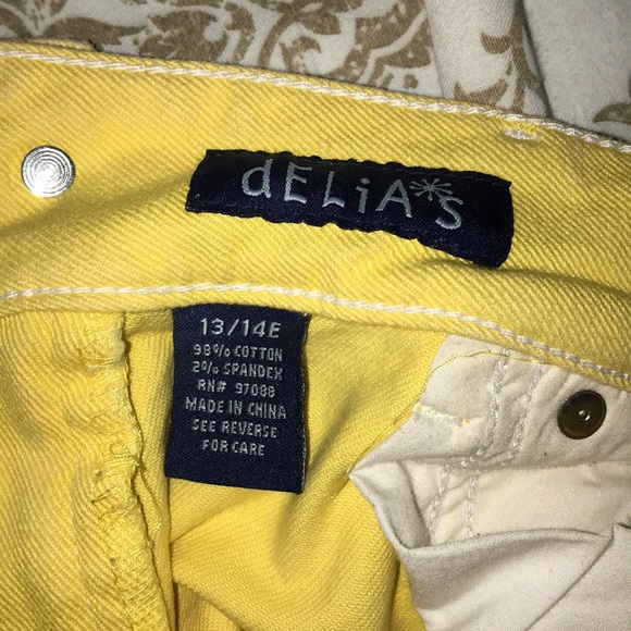 Vintage Delia’s yellow jean shorts Sz 13/14 - Picture 5 of 6